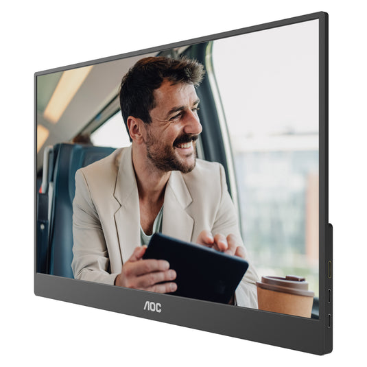 Aoc 16t20e2 15.6 monitor (zwart, 1x mini hdmi, 1x usb-c, audio)
