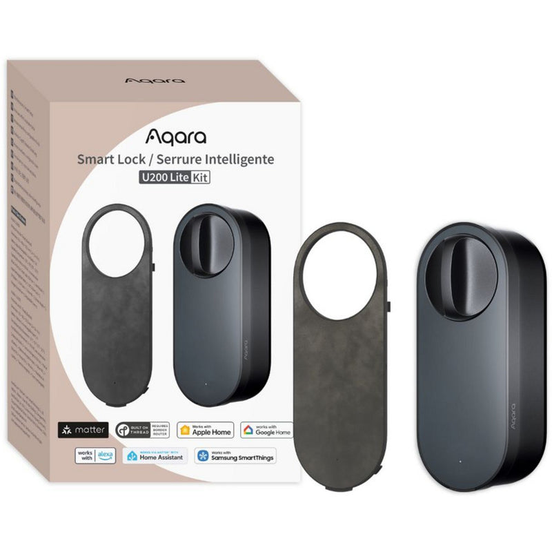 Cargue la imagen en el visor de la galería, Aqara smart lock u200 lite kit elektronisch deurslot (zwart, matter via thread, bluetooth 5.1, nfc)
