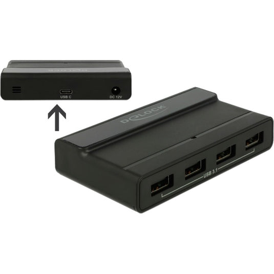 Delock externe usb 3.2 gen 2 4 port hub 10gbps usb-hub (zwart)