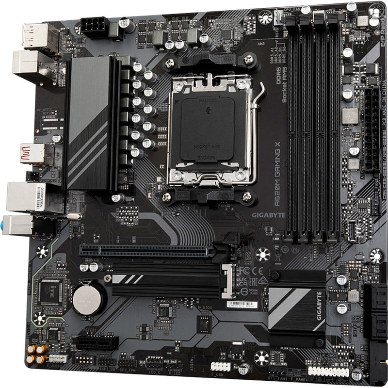 Load image into Gallery viewer, Gigabyte a620m gaming x (rev. 1.0) socket am5 moederbord (zwart grijs, raid, gb-lan, sound, µatx)
