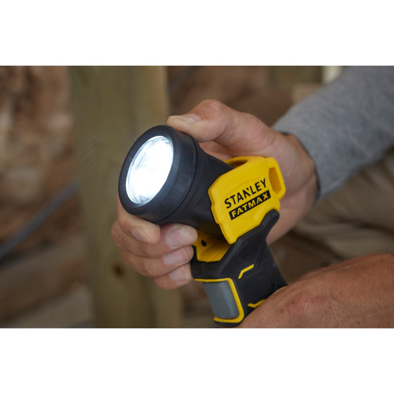Load image into Gallery viewer, Stanley fatmax v20 18v led lamp met draaibare kop werklamp (geel zwart, accu en oplader niet inbegrepen)
