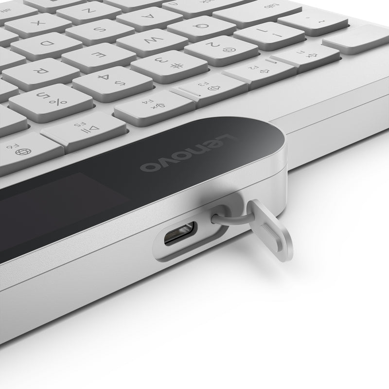 Load image into Gallery viewer, Lenovo 800 self-charging bluetooth keyboard (wit, us lay-out (qwerty), plunger, 100%, plunger switch, bluetooth 5.1, usb-c)
