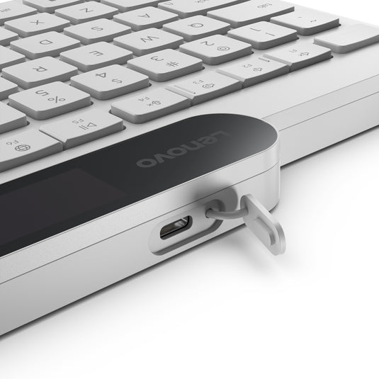 Lenovo 800 self-charging bluetooth keyboard (wit, us lay-out (qwerty), plunger, 100%, plunger switch, bluetooth 5.1, usb-c)