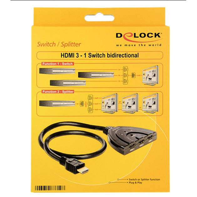 Afbeelding laden in galerijviewer, Delock 3x hdmi naar 1x hdmi switch (zwart, 60 centimeter)
