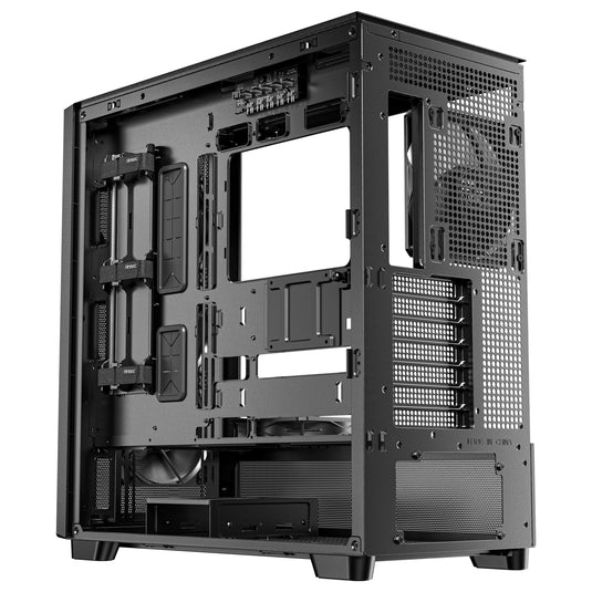 Antec flux midi tower behuizing (zwart | 2x usb-a | 1x usb-c | tempered glass)