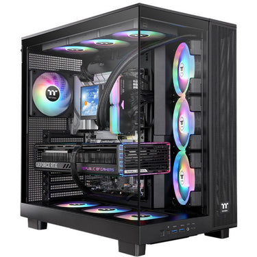 Thermaltake view 380 xl tg argb midi tower behuizing (zwart | 2x usb-a | 1x usb-c | rgb | tempered glass)