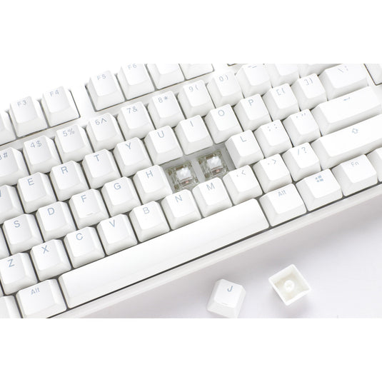Ducky one 3 classic pure white rgb mechanisch toetsenbord (wit, us lay-out (qwerty), cherry mx silent red, 100%, rgb led, double-shot pbt, hot-swappable, quack mechanics)