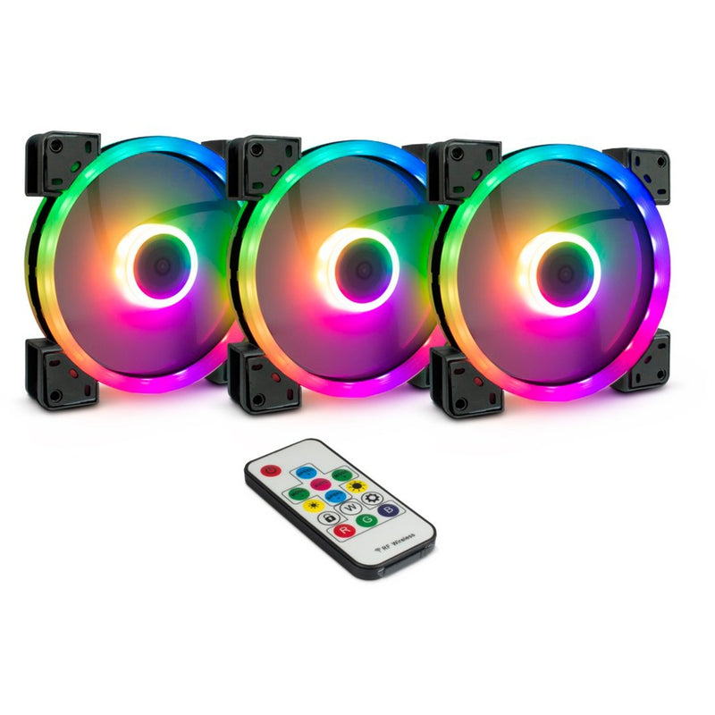 Afbeelding laden in galerijviewer, Inter-tech argus rgb fan set rs-14 case fans (zwart, 3 stuks, 140 x 140 x 25 mm, pwm)
