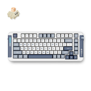 Mchose x75 navy blue icy creamsicle wireless gasket mount mechanical rgb toetsenbord (wit, us lay-out (qwerty), kailh box icy creamsicle, 75%, rgb, hot swap, double-shot pbt, draadloos | bluetooth | usb-c)
