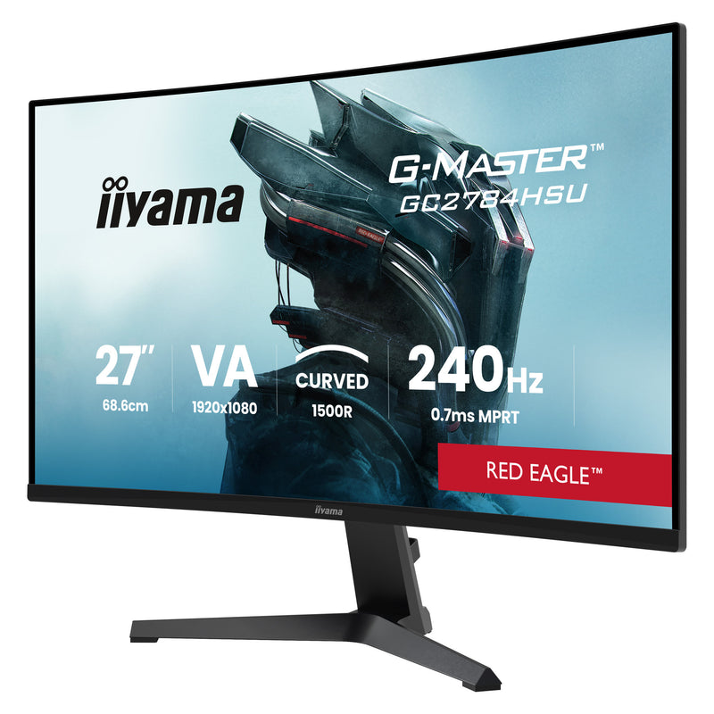 Load image into Gallery viewer, Iiyama g-master red eagle gc2784hsu-b1 27 curved gaming monitor (zwart, 2x hdmi, 1x displayport, usb, audio, amd free-sync, 240 hz)
