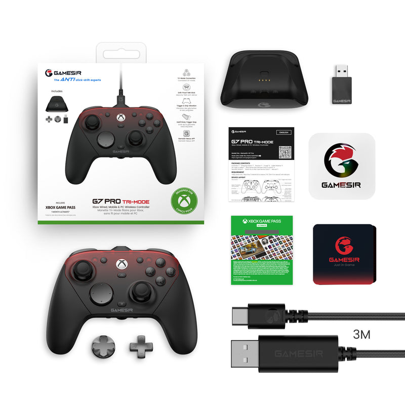 Afbeelding laden in galerijviewer, Gamesir g7 pro tri-mode - shadow ember gamepad (zwart donkerrood, xbox series x|s, xbox one, pc, android, steam)
