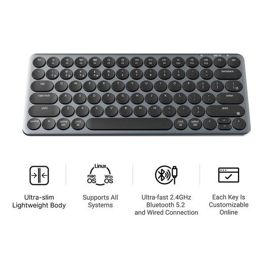 Keychron b3 pro-k1 toetsenbord (grijs, us lay-out (qwerty), scissor switches, 75%, abs keycaps, 2.4 ghz | bluetooth | usb)