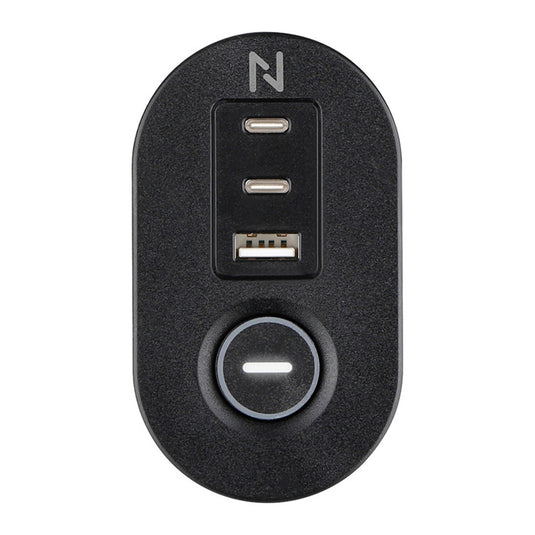 Neomounts ds22-840bl6 bureaucontactdoos met klem en usb-c en usb-a poorten - quick-charge stekkerdoos (zwart)