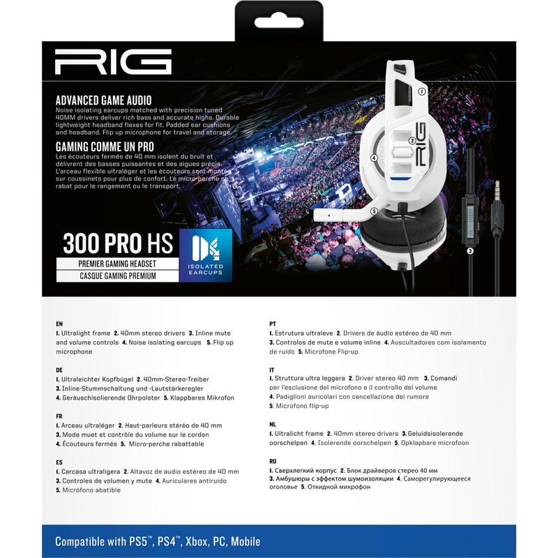 Load image into Gallery viewer, Nacon rig 300 pro hs over-ear gaming headset (wit, playstation 4, playstation 5, xbox, nintendo switch, pc)
