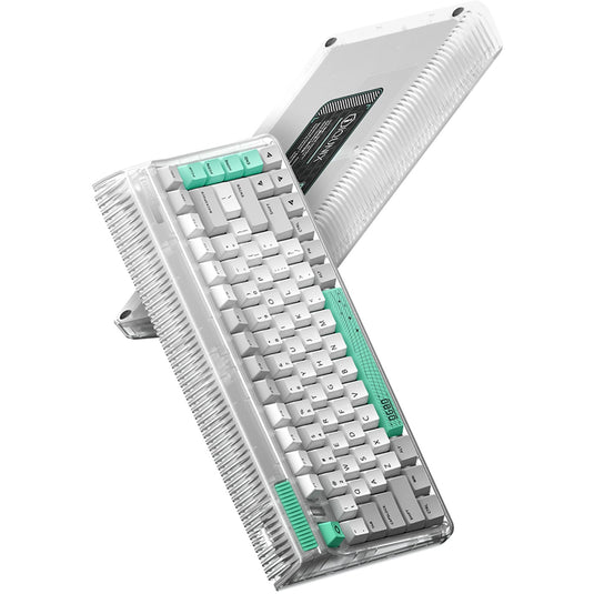 Iqunix og80 wormhole wireless mechanical keyboard (grijs, us lay-out (qwerty), cherry mx brown, 80% (tkl), rgb leds, hot-swappable, pbt, 2.4ghz | bluetooth 5.1 | usb-c)