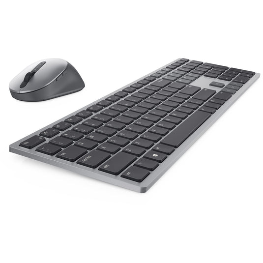 Dell premier multi-device draadloos toetsenbord en draadloze muis - km7321w desktopset (grijs, us lay-out (qwerty), 100%, bluetooth 5.0, dpi:1000 - 4000)