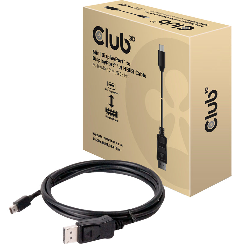 Chargez l'image dans la visionneuse de la galerie, Club 3d mini-displayport naar displayport 1.4 hbr3 kabel (zwart, 2 meter)
