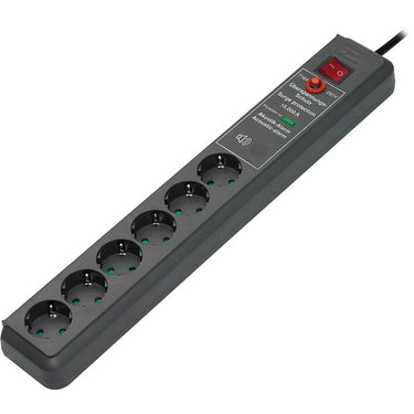 Brennenstuhl secure-tec 19500a +surge protection 6x stekkerdoos (antraciet, 1159540376, voor 6 stekkers)