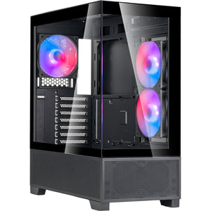 Silverstone lucid 05 mini tower behuizing (zwart | 2x usb-a | 1x usb-c | rgb | tempered glass)