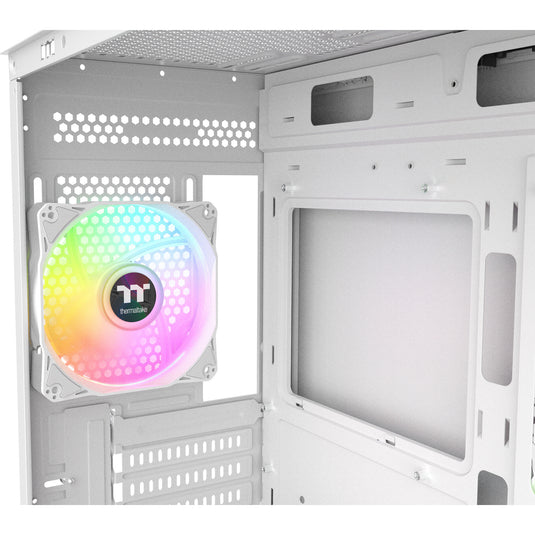Thermaltake view 170 ws argb mini tower behuizing (wit houtkleur | 2x usb-a | rgb | tempered glass)