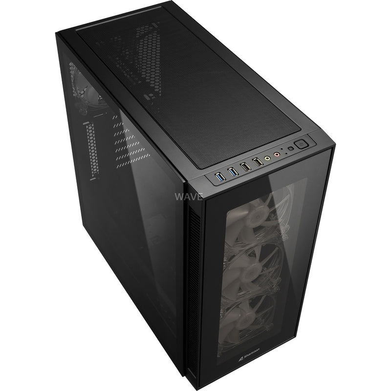 Load image into Gallery viewer, Sharkoon tg5 pro rgb midi tower behuizing (zwart | 4x usb-a | rgb | tempered glass)
