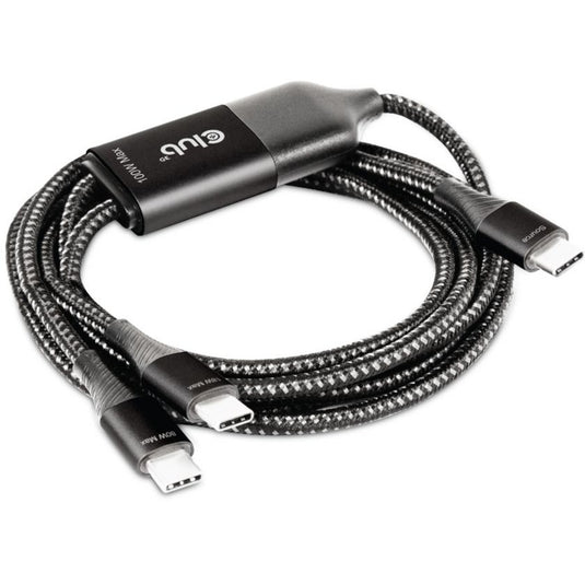 Club 3d usb-c naar 2x usb-c splitterkabel (zwart, 1,83 meter, 100 w)