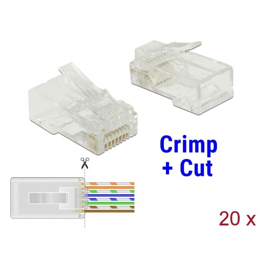 Delock rj45 crimp+cut plug cat.5e utp stekker (transparant, 20 stuks)