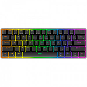 Royal kludge rk61 draadloos mechanisch toetsenbord (zwart, us lay-out (qwerty), 60%, brown switch, rgb, hot swap, 2.4 ghz | usb-c | bluetooth)