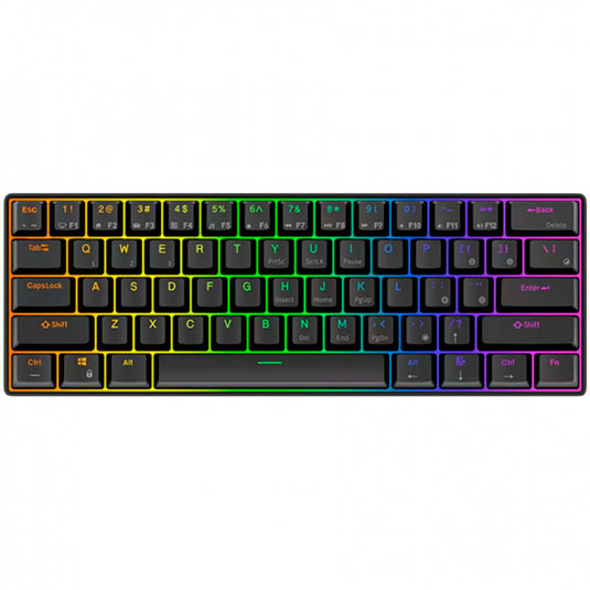 Royal kludge rk61 draadloos mechanisch toetsenbord, gaming toetsenbord (zwart, us lay-out, brown switch, 60%, rgb, hot swap, 2.4 ghz usb-c bluetooth)