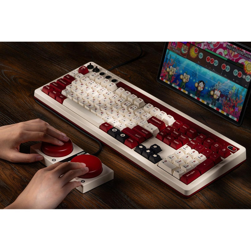 Afbeelding laden in galerijviewer, 8bitdo retro mechanical keyboard fami edition (beige, us lay-out (qwerty), kailh box white, 100%, bluetooth low energy, wireless 2.4g, usb)

