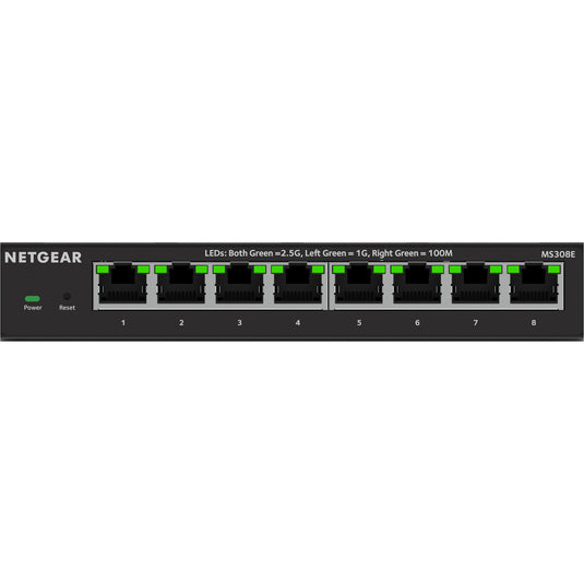 Netgear 8-port 2.5g multi-gigbit ethernet plus switch (ms308e) (zwart, managed)