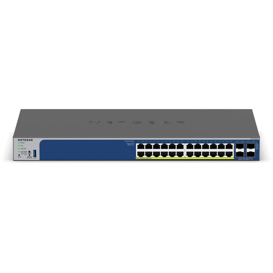 Netgear 24-poorts gigabit poe+ smart switch met 4 sfp+ poorten (grijs, 10g,smart managed)