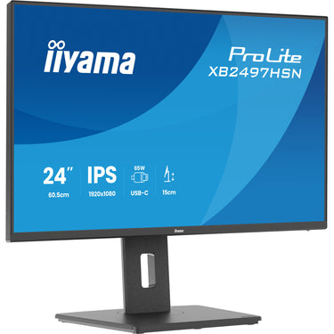 Iiyama prolite xb2497hsn-b1 23.8 monitor (zwart (mat), 100 hz, hdmi, displayport, usb-c, audio, lan)