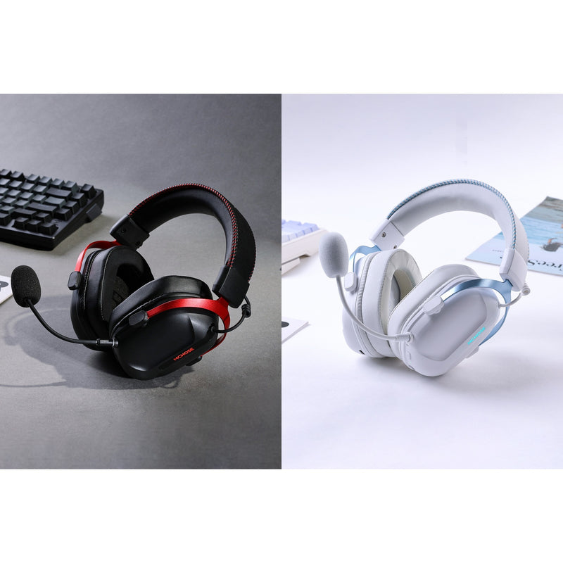 Cargue la imagen en el visor de la galería, Mchose s9 pro wireless over-ear gaming headset (zwart rood, pc laptop playstation switch smartphone, 2.4g bluetooth wired type-c )
