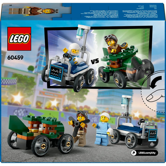 Lego city - raceautopakket: vliegtuig vs. ziekenhuisbed constructiespeelgoed (60459 | zeepkistenraceset)