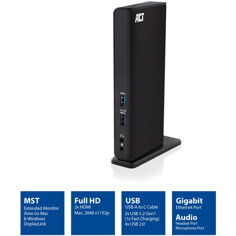 Afbeelding laden in galerijviewer, Act connectivity usb-c of usb-a dual monitor docking station (zwart)
