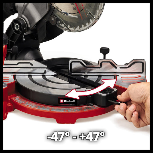 Einhell te-ms 18 8 li-solo accu afkort- verstekzaag afkort- en verstekzaag (rood, accu en oplader niet inbegrepen)