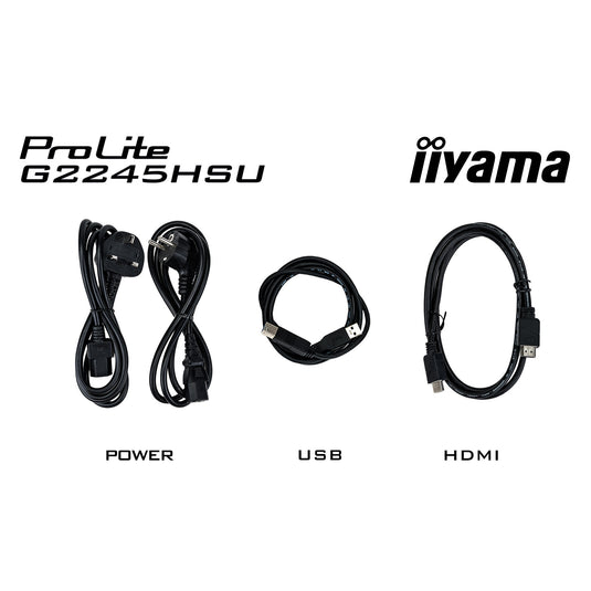 Iiyama g-master black hawk g2245hsu-b2 22 gaming monitor (zwart, hdmi, displayport, 2x usb-a, usb-b)
