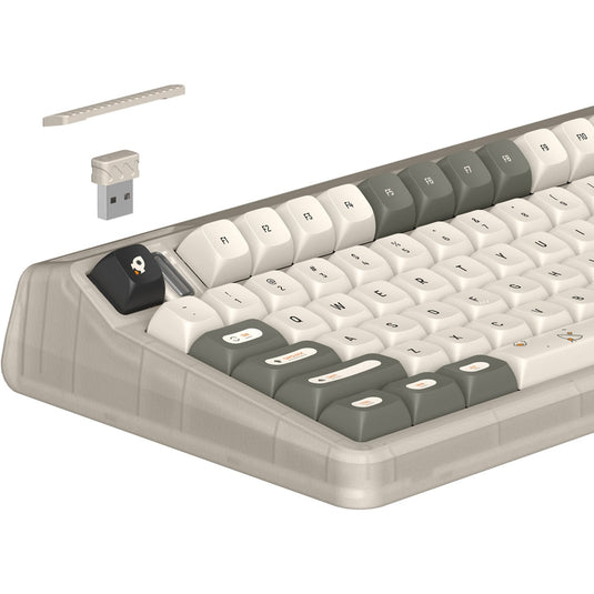 Iqunix og80 hitchhiker wireless mechanical keyboard, gaming toetsenbord (grijs wit, us lay-out, cherry mx silent red, rgb leds, 80% (tkl), hot-swappable, pbt, 2.4ghz | bluetooth 5.1 | usb-c)