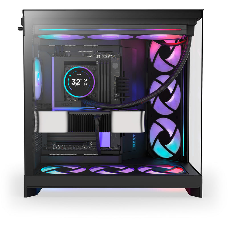 Afbeelding laden in galerijviewer, Nzxt h9 flow rgb+ midi tower behuizing (zwart (mat) | 2x usb-a | 1x usb-c | rgb | tempered glass)
