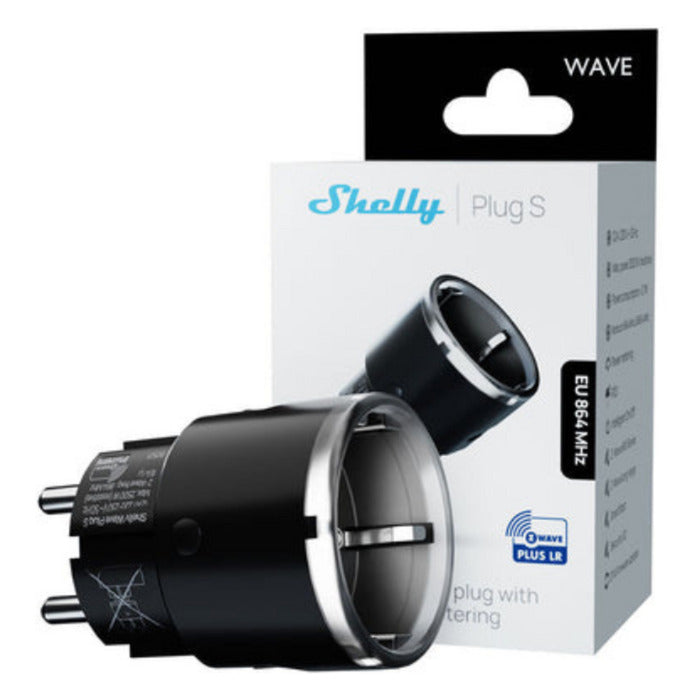 Load image into Gallery viewer, Shelly wave plug s lr (eu) stekkerdoos (zwart, z-wave)

