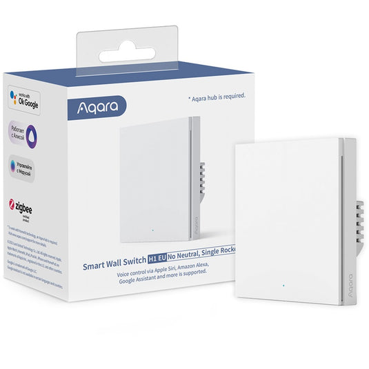 Aqara smart wall switch h1 (no neutral, single rocker) - zigbee 3.0 - enkele schakelaar - zonder nul draad