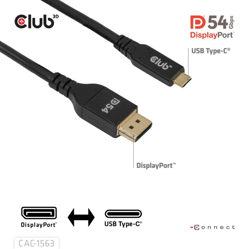 Chargez l'image dans la visionneuse de la galerie, Club 3d usb-c naar displayport 2.1 kabel (zwart, 2 meter)
