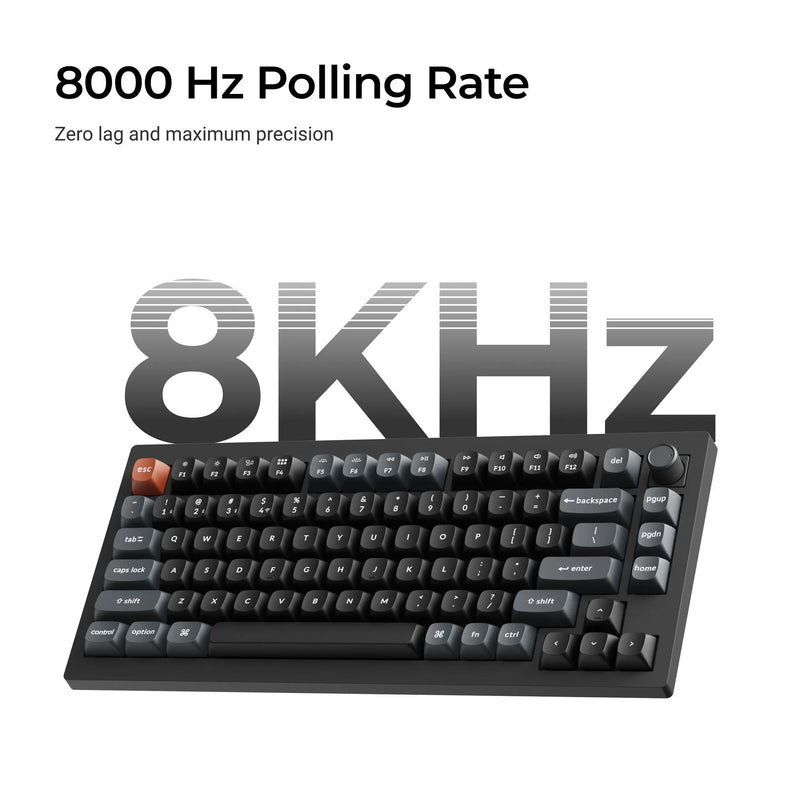 Load image into Gallery viewer, Keychron v1 ultra 8k wireless custom mechanical keyboard (zwart, us lay-out (qwerty), silk pom brown, 75%, rgb, hot swap, 2.4 ghz | bluetooth 5.3 | usb-c)
