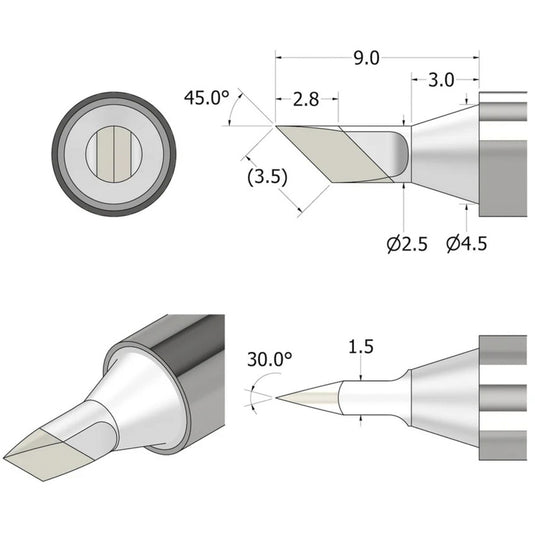 Ifixit fixhub soldeerpunt, mesvormig, 2,5 mm soldeerbout (zilver)
