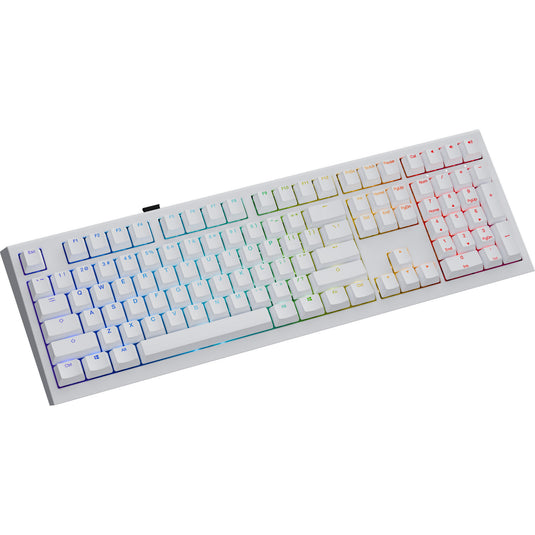 Ducky one x wireless rgb mechanisch toetsenbord (wit, us lay-out (qwerty), inductive, 100%, hot-swappable, pbt, 2.4 ghz | bluetooth | usb-c)