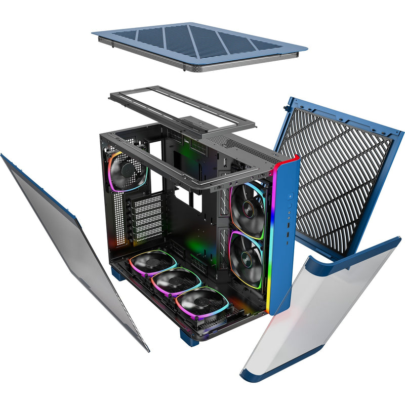 Load image into Gallery viewer, Montech king 95 pro midi tower behuizing (blauw | 2x usb-a | 1x usb-c | rgb | tempered glass)
