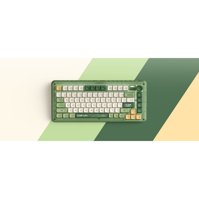 Load image into Gallery viewer, Iqunix zx75 camping wireless mechanical keyboard (groen, us lay-out (qwerty), cherry mx blue, 75%, rgb leds, hot-swappable, double-shot pbt, 2.4ghz | bluetooth 5.1 | usb-c)
