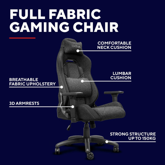 Trust gxt 723 ruya comfortabele stoffen gaming stoel (grijs)