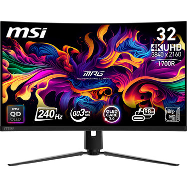 Msi mpg 321curx qd-oled 31.5 4k uhd curved gaming monitor (zwart, 2x hdmi, displayport, 2x usb-a, usb-b, usb-c, 240 hz)
